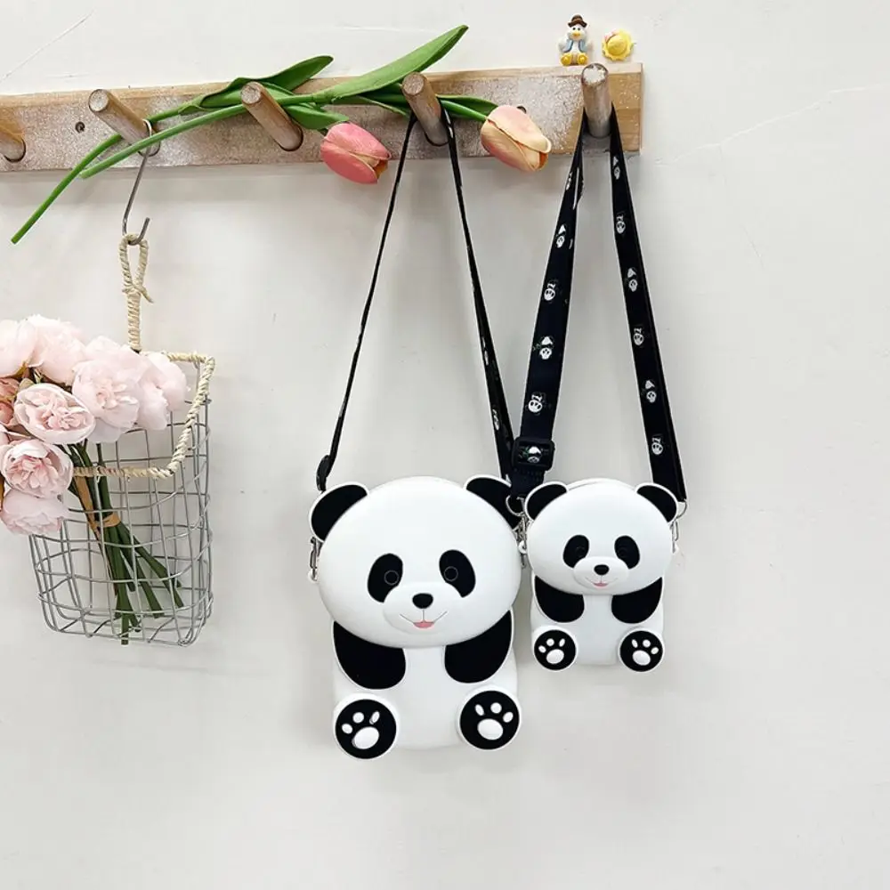 

Cute Cartoon Panda Crossbody Bag Animal Multifunctional Panda Silicone Bag Card Holder Y2K Cartoon Coin Purse Students