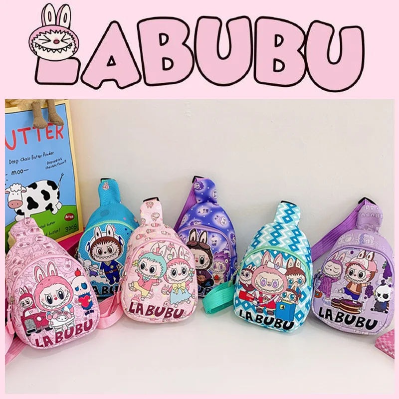 

Kawaii Labubu Children Chest Bag Back To School Anime Cartoon Crossbody Bag Cute Fashion Leisure Waist Storage Bag Kid Toy Gifts