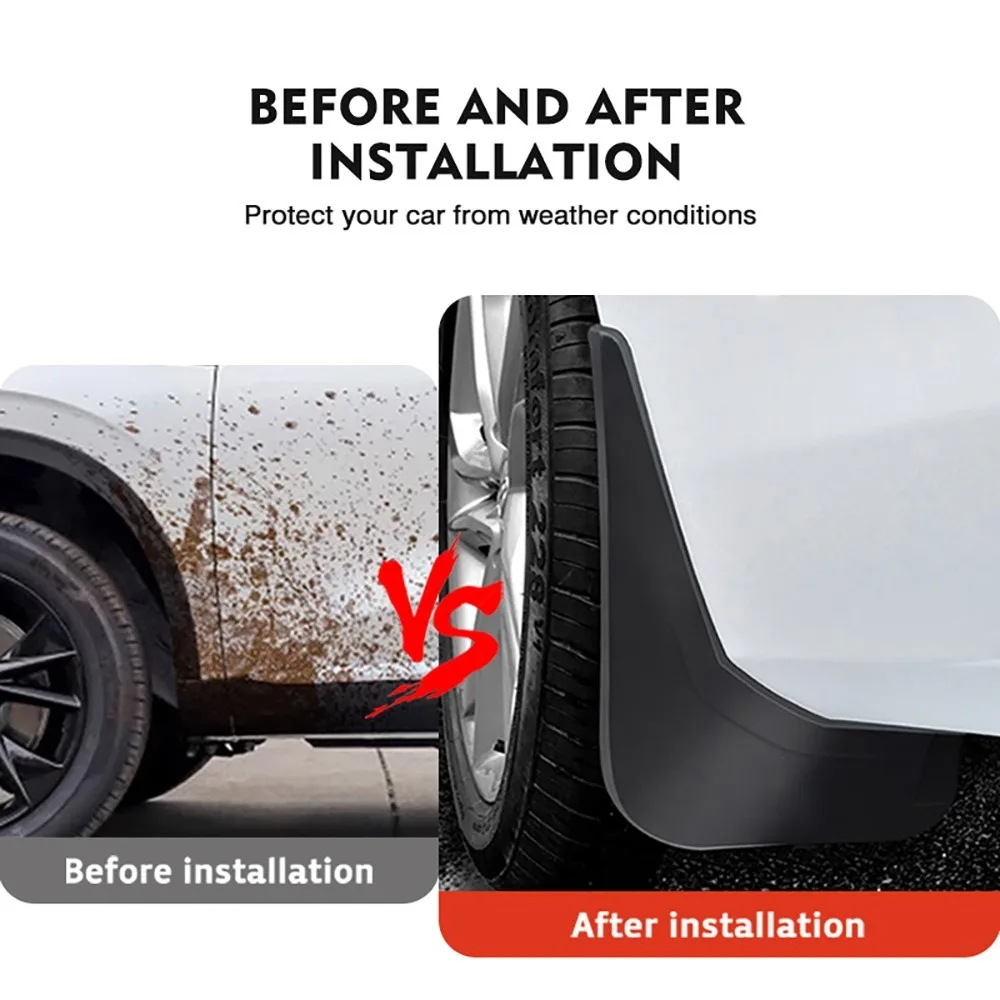 4-Piece Fender Flares for 2014-2021 Jeep Renegade BU Splash Mud Guards, Auto Modification Accessories, Durable Black
