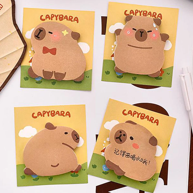 30 Stuks Cartoon Kawaii Capibara Speciale Vorm Plakbriefjes Draagbaar Duurzaam Berichtpapier Zelfklevend Creatief Cartoon Notitieblok