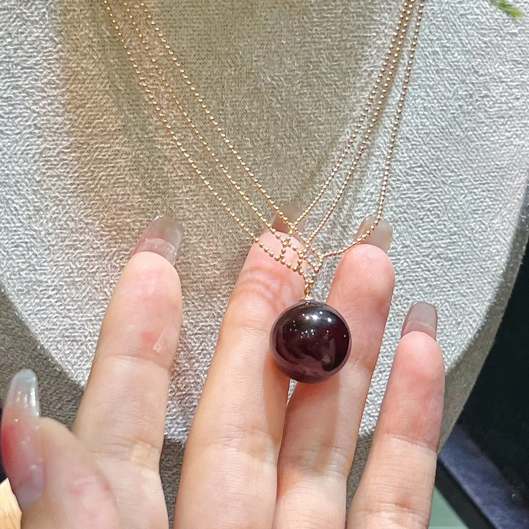 

Ожерелье с подвеской из чистого серебра с натуральным бирманским янтарем, многослойные нежные золотые цепочки, многослойные бусины диаметром 15 мм