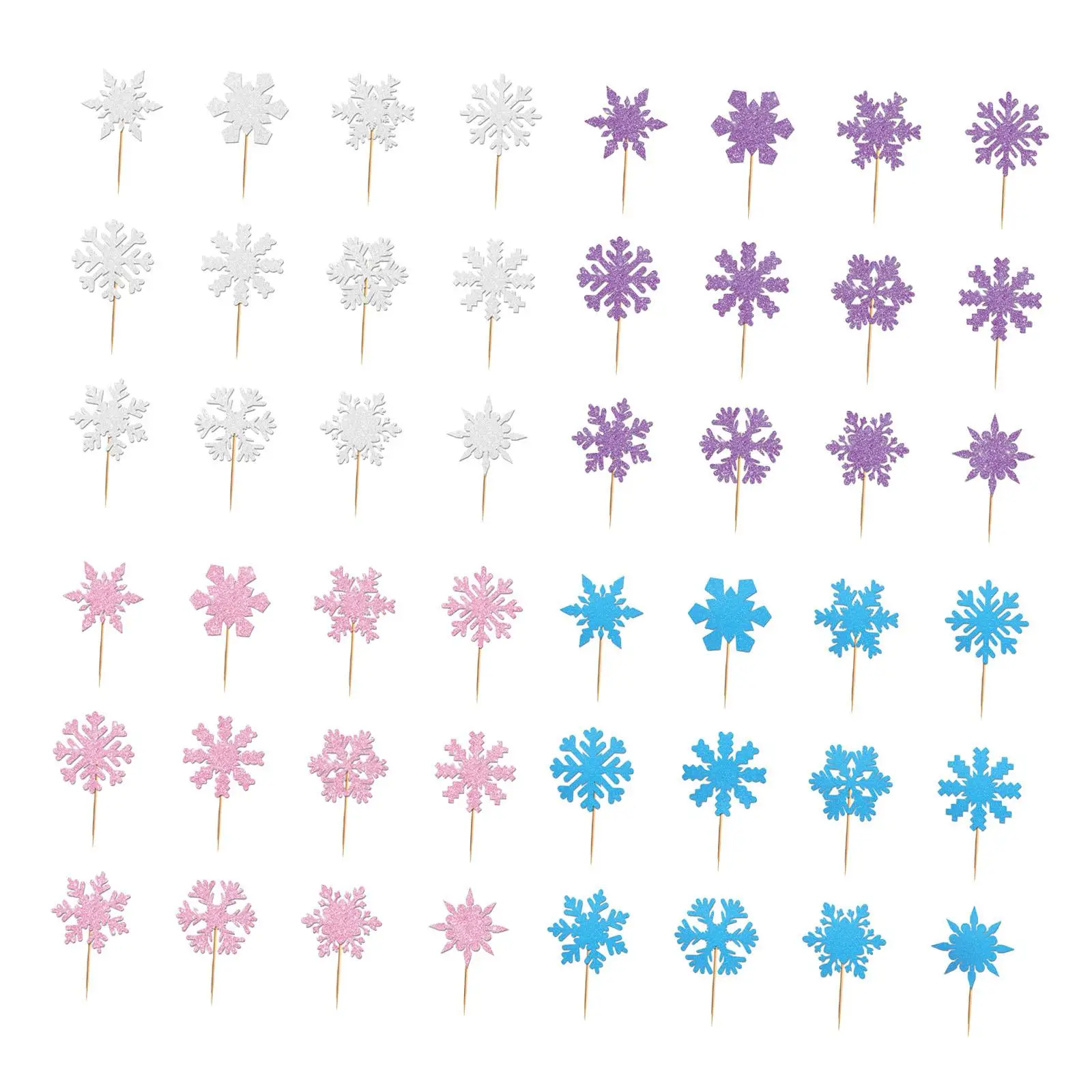 48 Pieces Christmas Cupcake Toppers Cupcake Picks Snowflake Cake Toppers DIY Crafts Xmas Cakes Decoration for Birthday