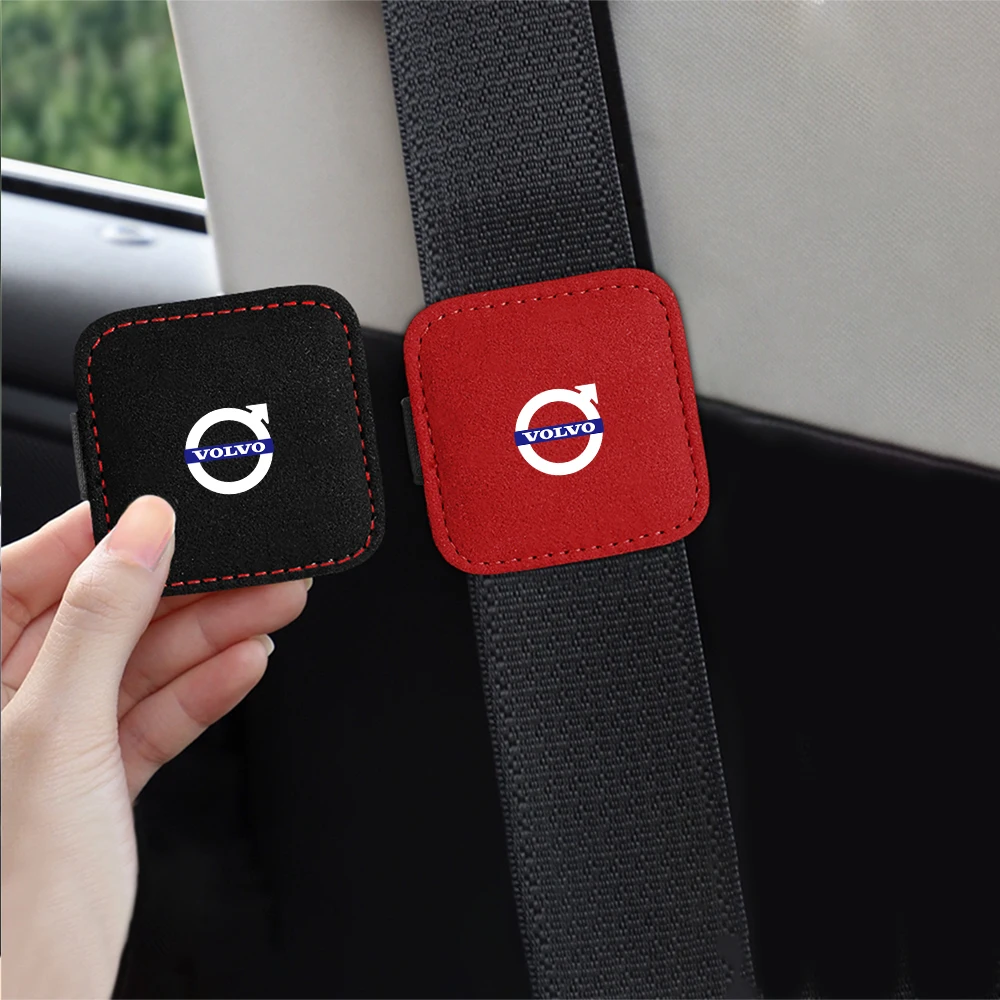 PU Leather Car Seat Belt  Fixed Limit With Card Clip Interior Accessories for Volvo R Design T6 AWD C30 C40 C50 C70 S40 S60 S70