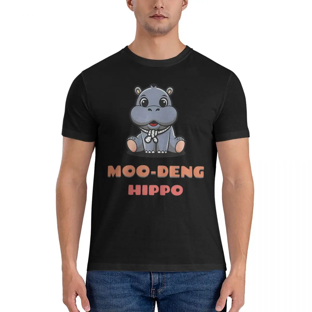 Men Women's Moo Deng Cute Baby Hippo From Thailand T Shirts 100% Cotton Tops Fun Short Sleeve Tee Shirt Gift Idea T-Shirt