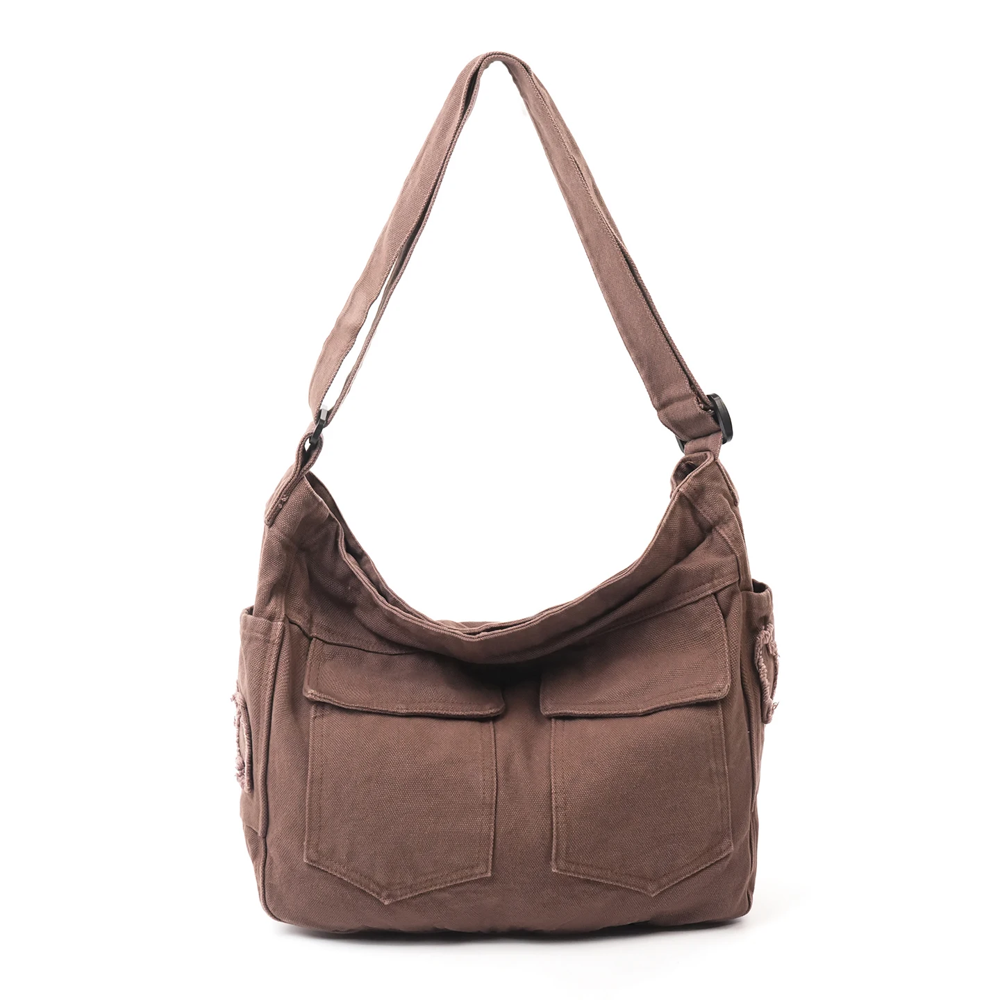 

Vintage Distressed Canvas Crossbody Bag Durable Multi Pocket Hobo Tote with Adjustable Strap Casual Style for Work Travel Tote