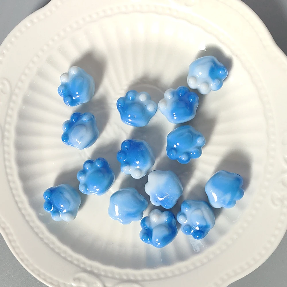 10Pcs 18*16mm Cute Cat Paw Charms Spacer Loose Beads Acrylic Beads For Jewelry Making Accessories DIY Bracelet Necklace