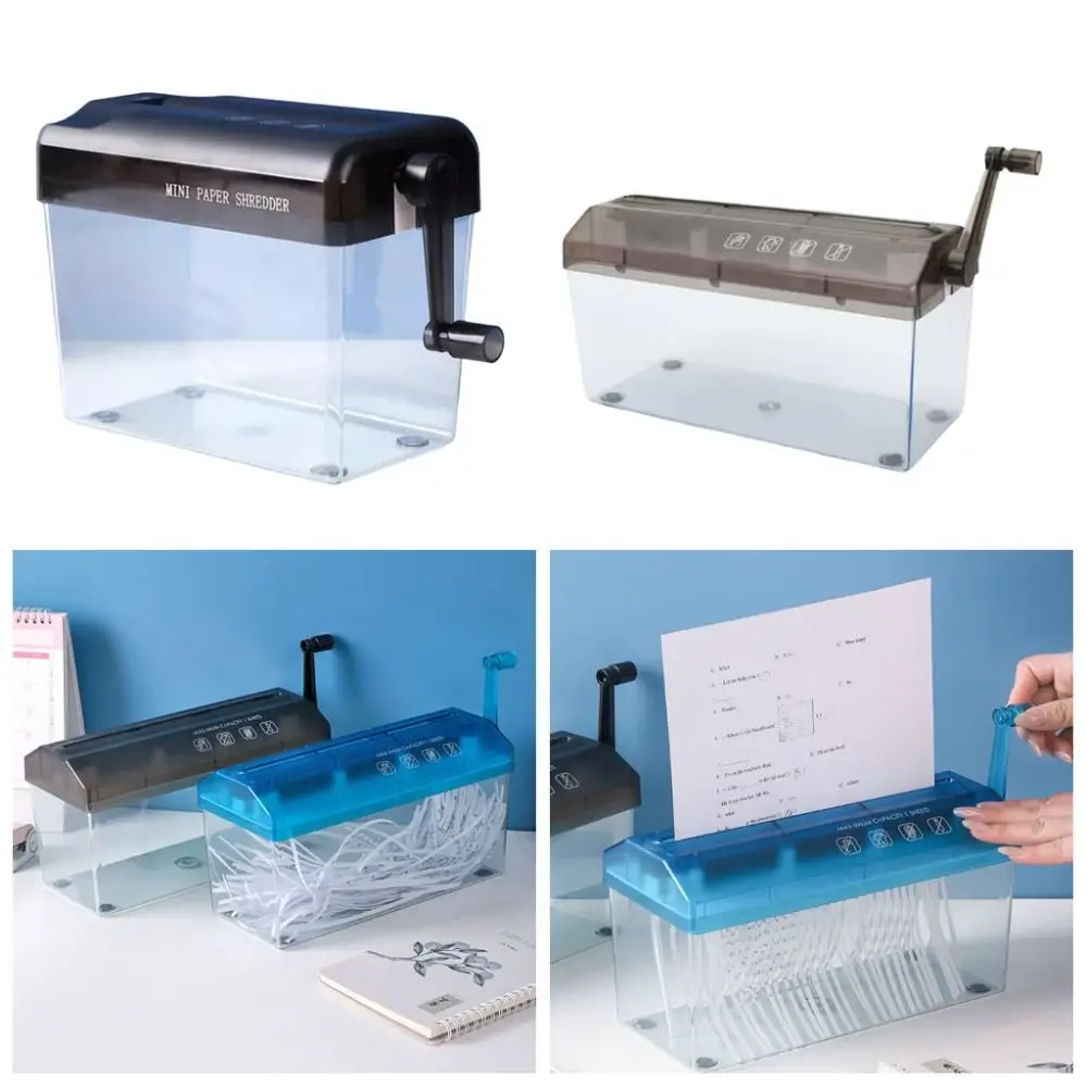 High Quality ABS Hand Shredder Hand Crank Transparent Paper Cutting Tool Eco-Friendly Mini Manual Shredder Birthday Gift