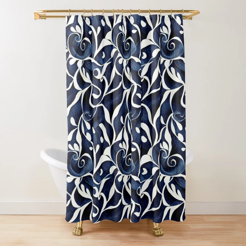 

Biclora - Artful blue white pattern (4/4) Shower Curtain Shower Waterproof Bathroom For Shower Window For Bathroom Curtain