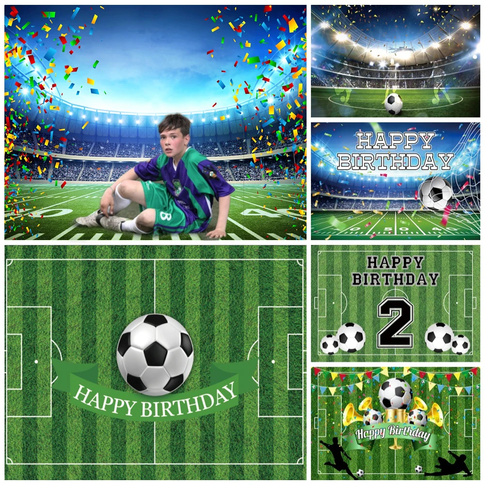 Boys Football Theme Backgrounds for Photographs Sports Soccer Field Birthday Party Decorations Banner Backdrop Photobooth Props