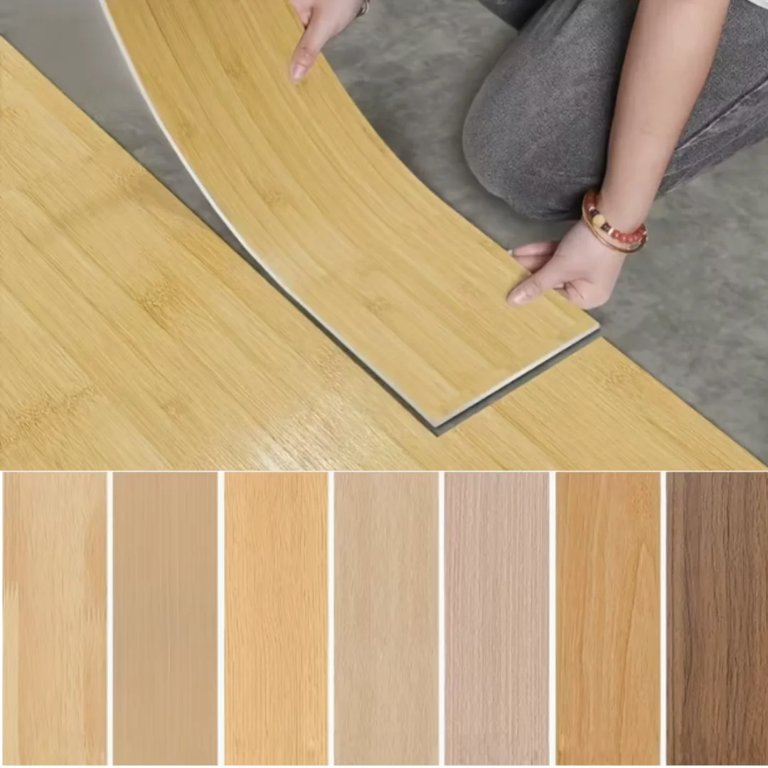 10PCS 40x15cm PVC Floor Stickers Self-adhesive Stickers Waterproof Thickened Wood Grain Floor Stickers Stickers Living Room