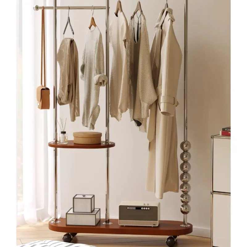 Solid wood floor removable coat rack household bedroom