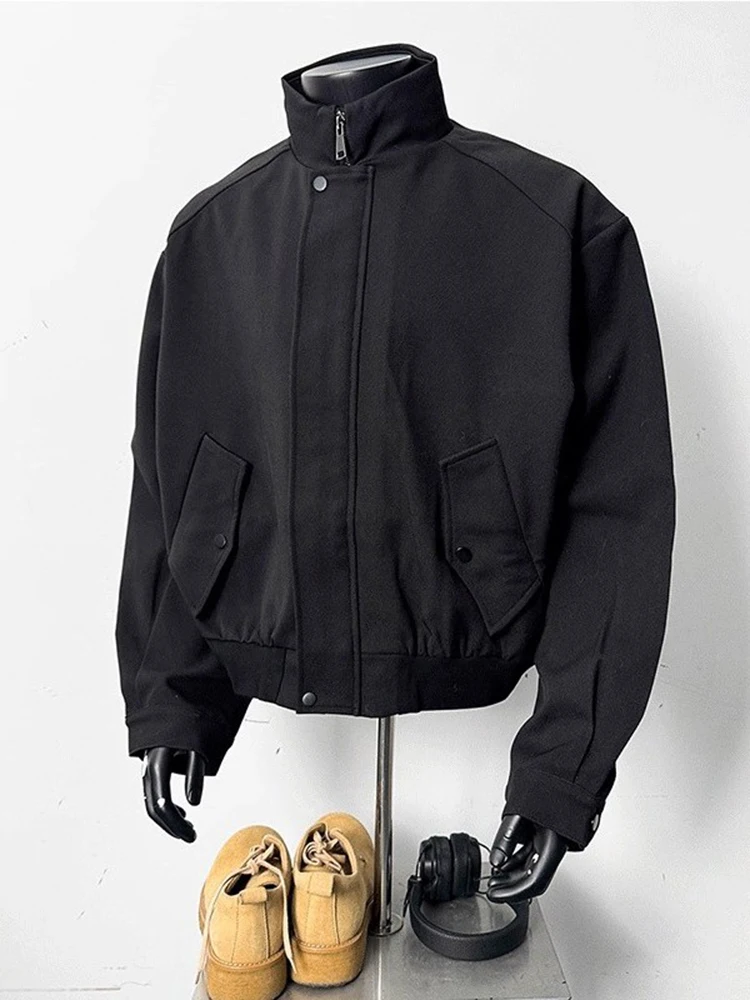 American Style Retro Stand Up Collar Cardigan Flight Jacket Men's Women's High-end Versatile Collar Loose Couple Jacket New