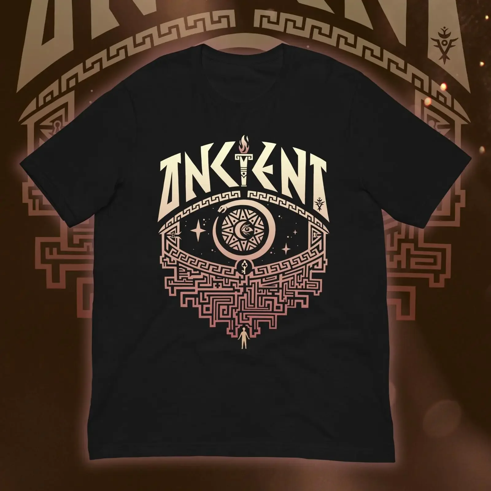 Ancient Eye T Shirt Occult Labyrinth Esoteric Ouroboros Design vintage Washed Versatile Casual streetwear Top For Everyday Wear