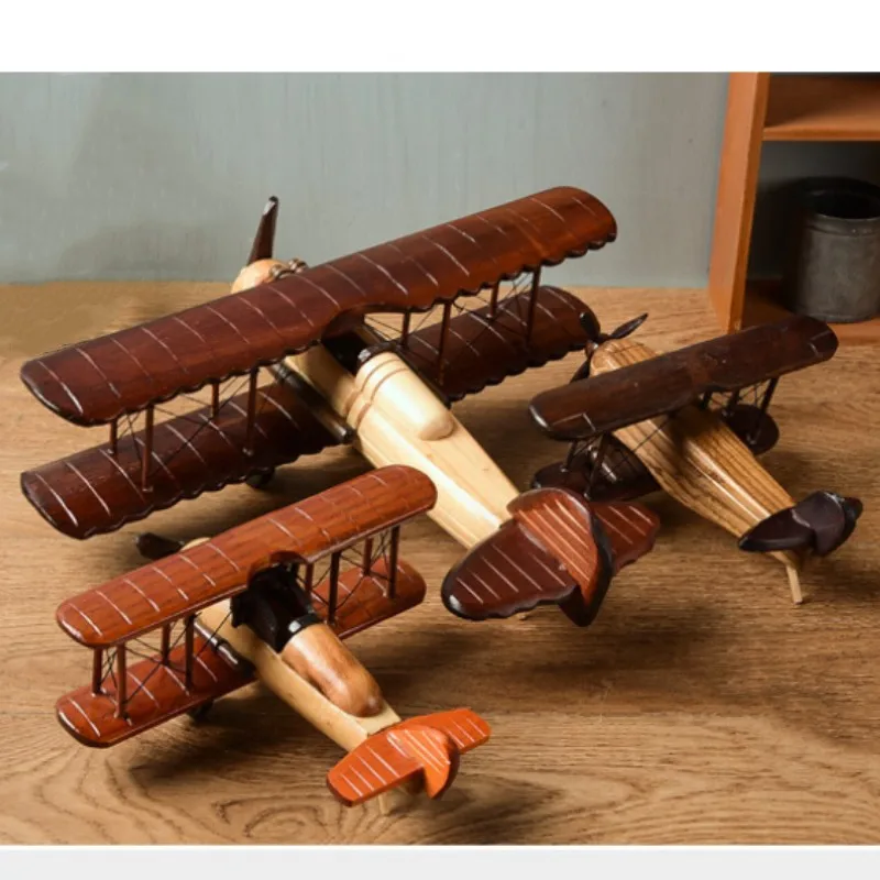 Retro-Flugzeugmodell aus Holz – kreative Heim-Desktop-Dekoration, Ornamente, kreatives Kunsthandwerk, Heim-Desktop-Dekoration, Kinderspielzeug, Geschenke