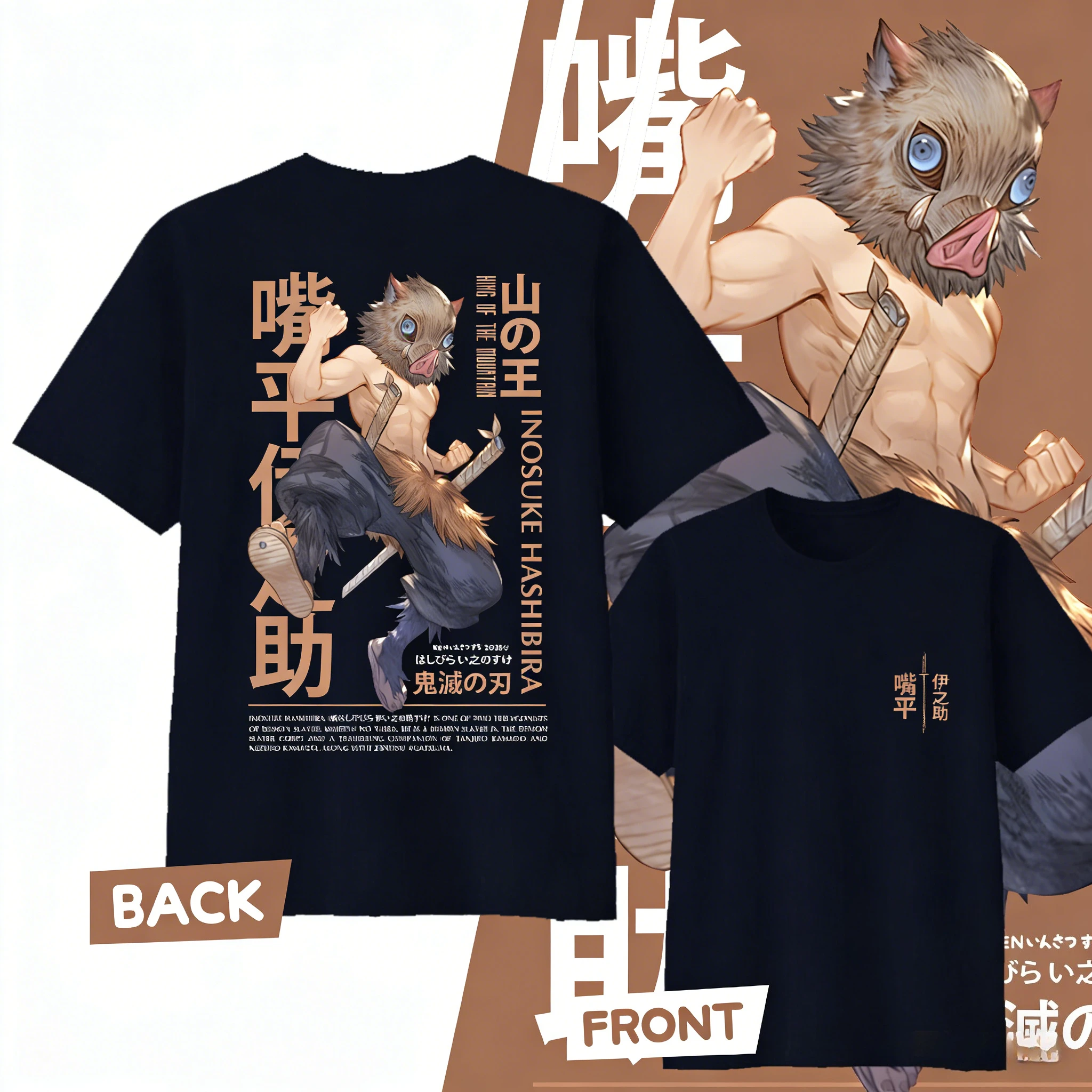 Demon Slayer Hashibira Inosuke Baumwoll-T-Shirt für den Sommer 2026, modisches, lässiges Cosplay-Kurzarm-T-Shirt für Kinder/Herren/Damen