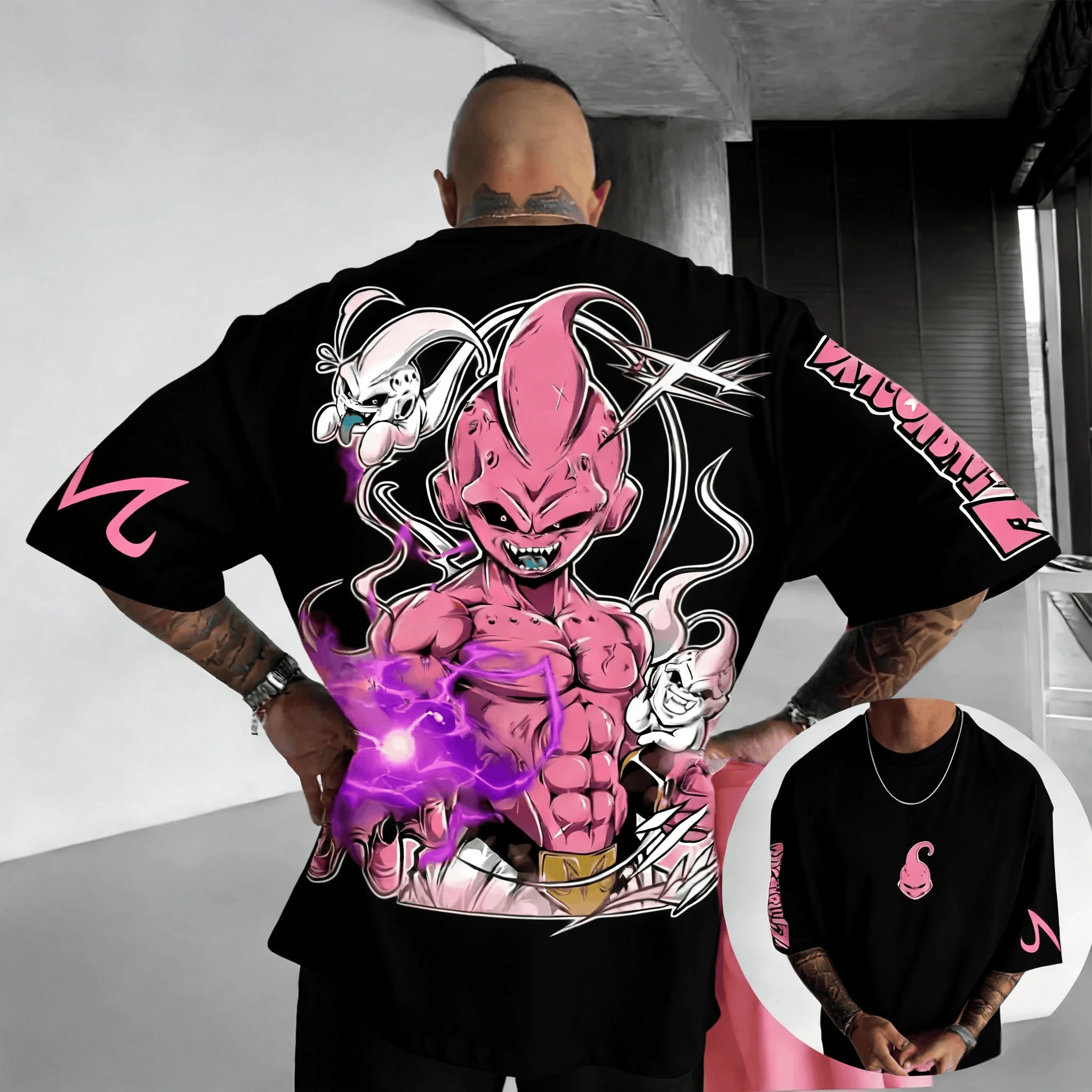 2026 Summer Dragon Ball Retro Anime T-Shirt Men's Kid Buu Casual Loose Sports Daily Short Sleeve Crew Neck Relaxed Fit Tee view 4