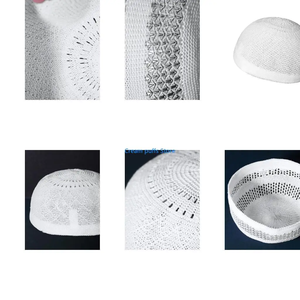 50LE Traditional Muslims Hat Comfortable Islamic Hat Portable Prayer Unisex Knitted