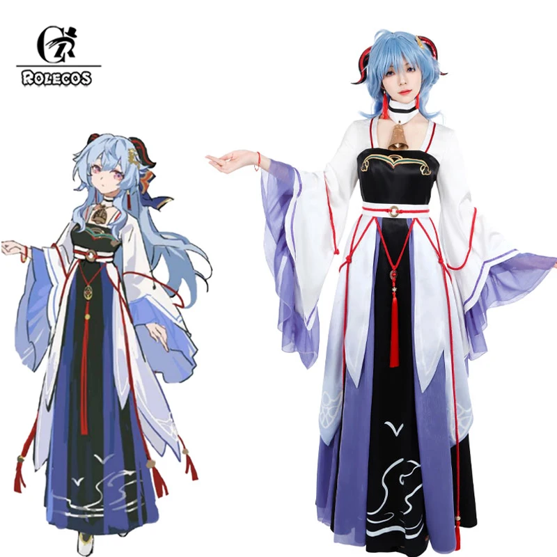

[In Stock]ROLECOS Ganyu Cosplay Costume Game Genshin Impact Ganyu Hanfu Women Dress Halloween Carnival Party Fullset Outfit
