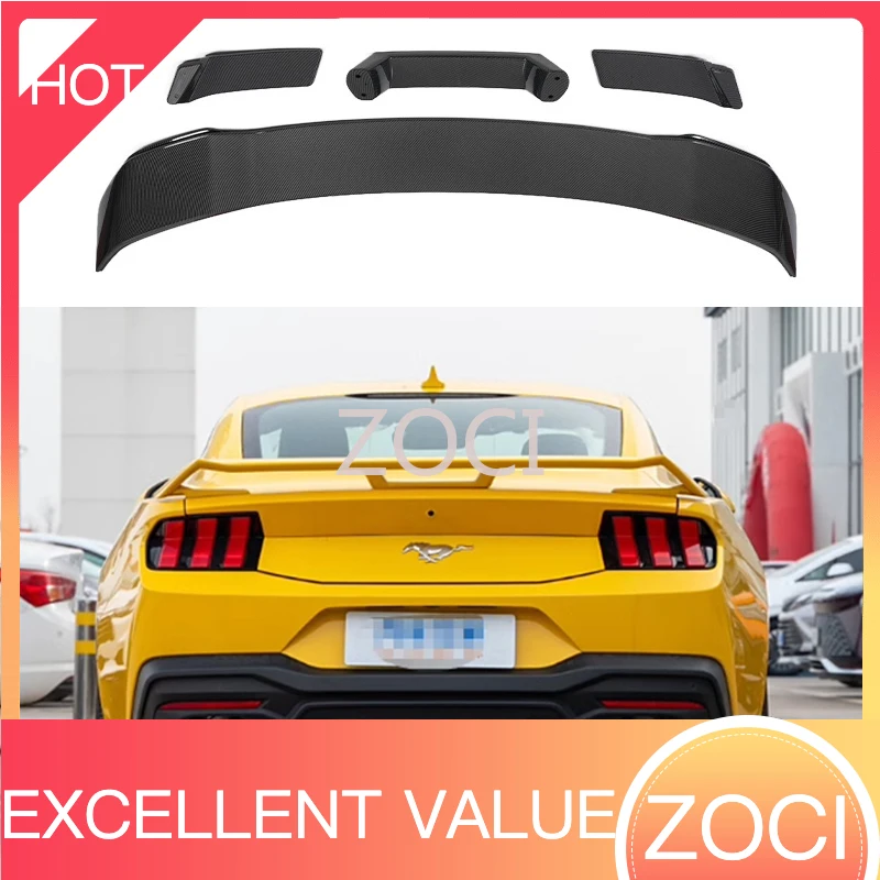 Alerón Trasero ZOCICar para Ford Mustang 2024, Difusor de Alerón Trasero, Divisor de Maletero, Aspecto de Fibra de Carbono Negro Brillante, Alerón Trasero A