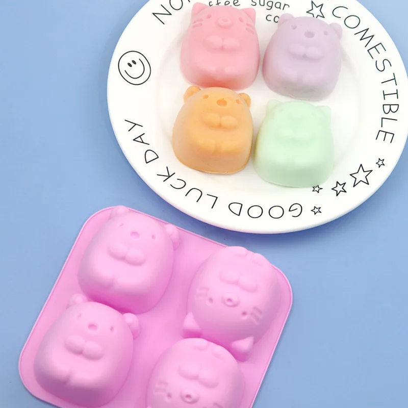 

Wholesale 4-Linked Groundhog Silicone Cake Mold Handmade Cold Process Soap Mould Aromatherapy Rice Cake Molds 733