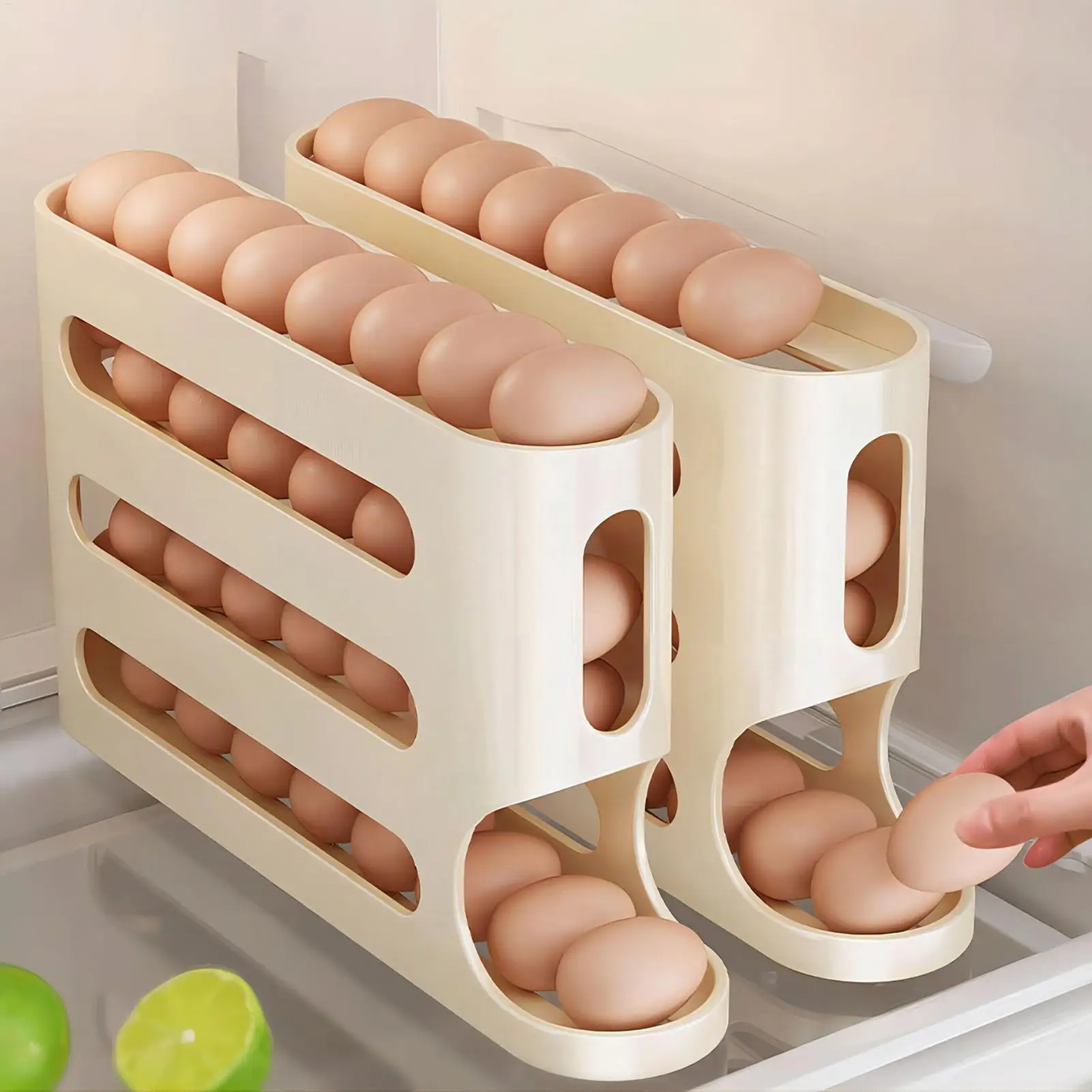 33x18x7cm Refrigerator Egg Dispenser Storage Box, Space-Saving Egg Tray Holder for Kitchen, Restaurant, Bakery & Kiosk Everyday