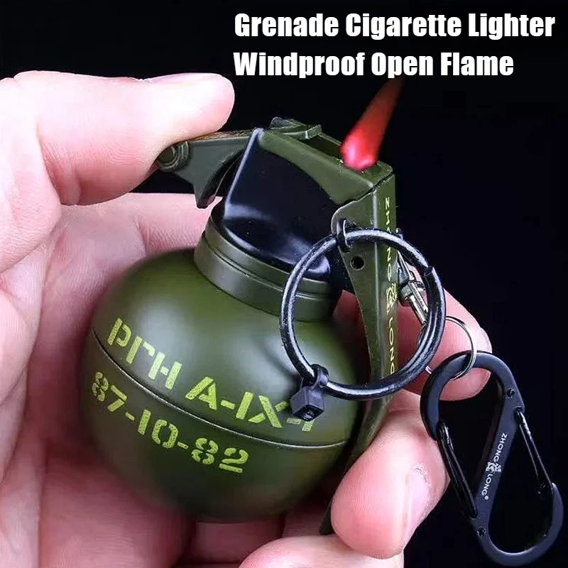 

New Cigar Igniter Grenade Model Metal Windproof Grinding Wheel Open Flame Lighter Novel Cigarette Lighters & Smoking Accessories