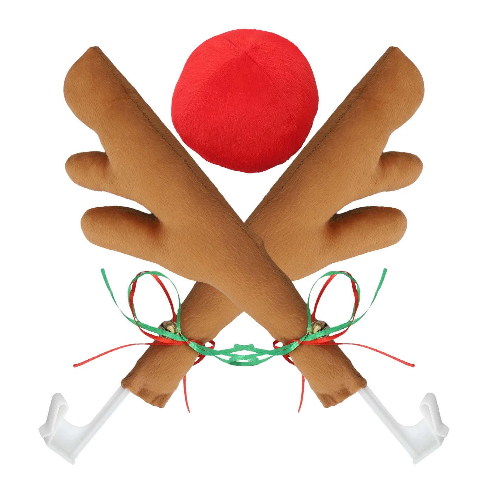 1 مجموعة عيد الميلاد سيارة قرون ديكور رائعة قرن الوعل الحلي مقاومة للتآكل تركيب مستقر عيد الميلاد موضوع سيارة الزينة