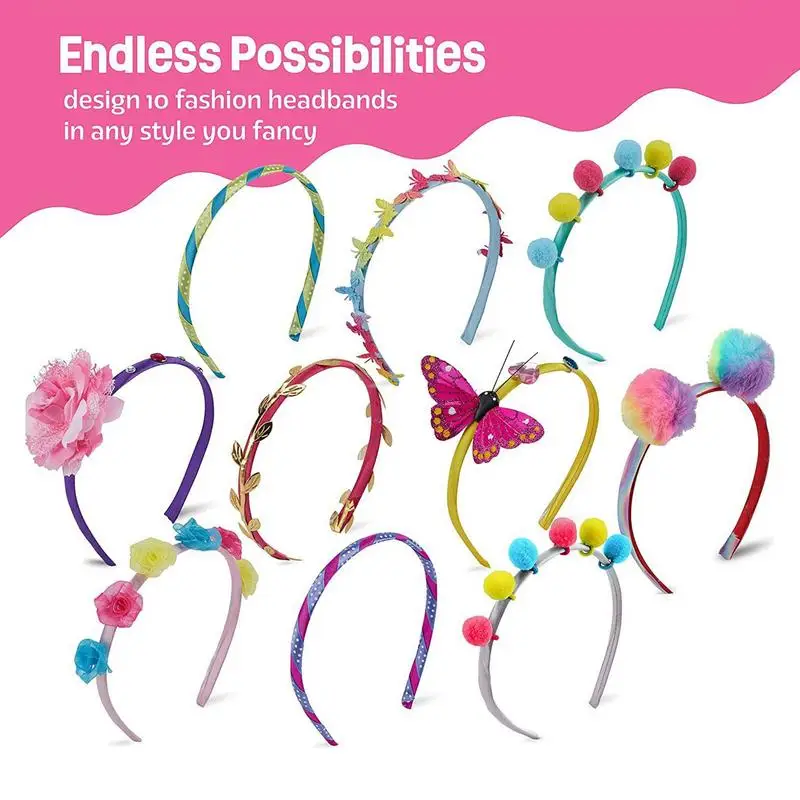 Headband Making Kit Headband Craft Kit For Girls Make Your Fashion Headbands For Girls Hair Accessories Set Arts & Crafts Set