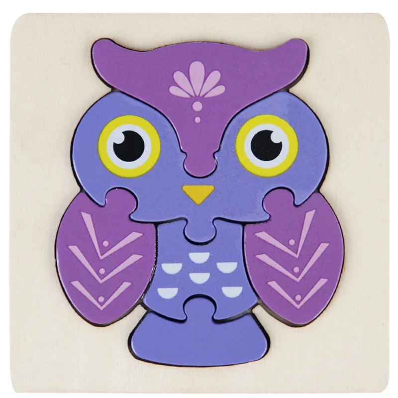 High Quality 3D Wooden Puzzle Baby Cartoon Animal Traffic Jigsaw Early Learning Cognition Game Puzzle Toys for Children