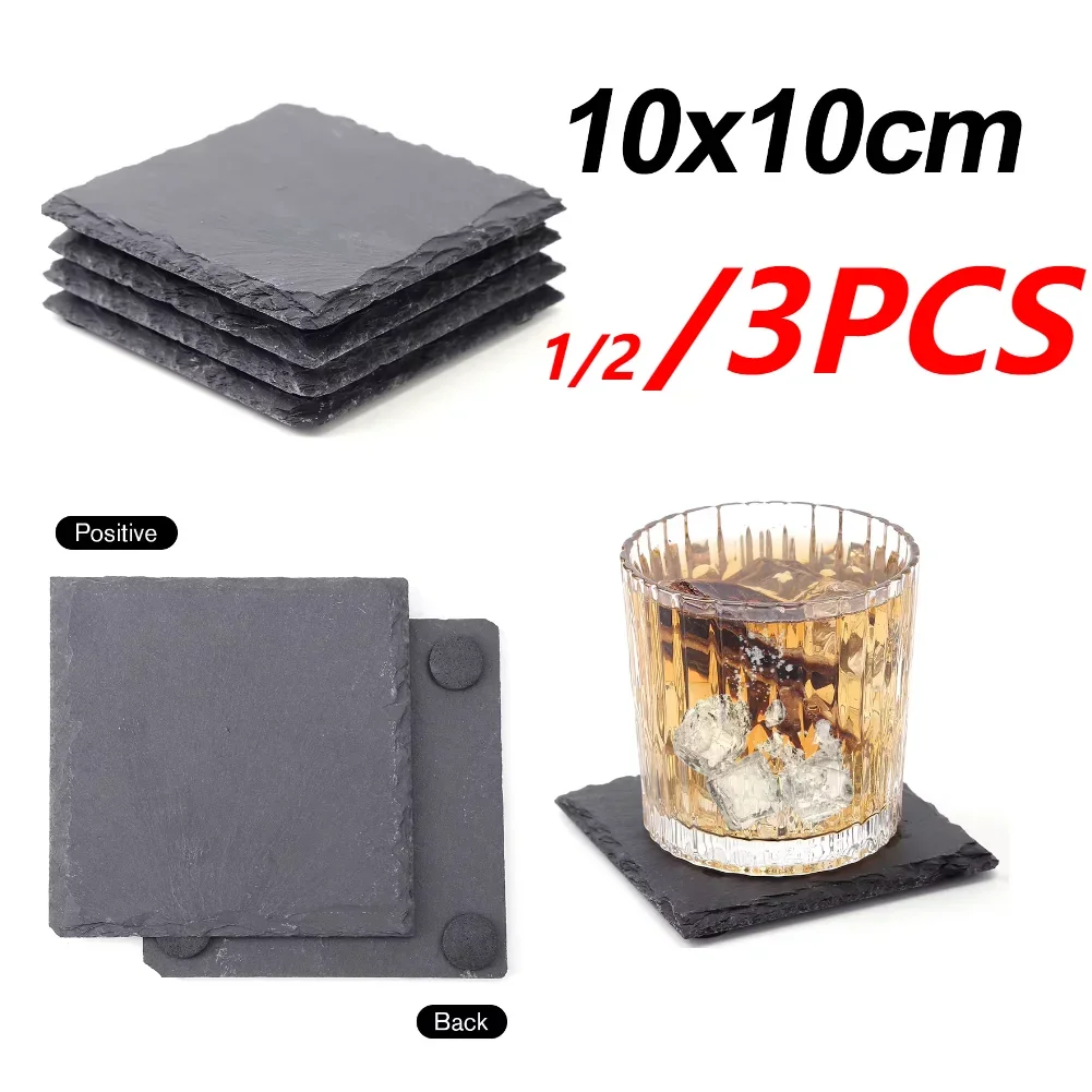 

4 шт., подушка для чашки, многоразовые коврики для кружки из натурального сланца, стеклянные коврики для кружки, экологически чистые квадратные противоскользящие прочные декоративные реквизиты для домашней кухни