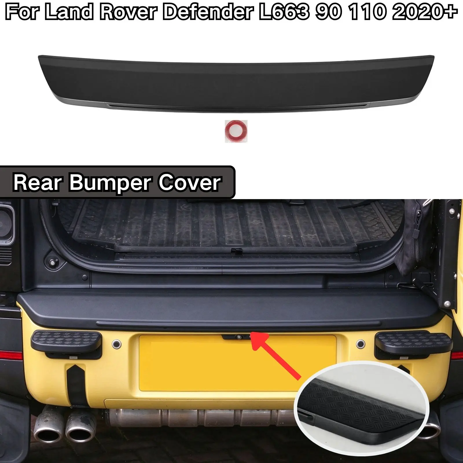 For Land Rover Defender L663 90 110 2020-2026 Rear Bumper Cover ABS Plastic Car Accessories Body Kit Textured All-Inclusive
