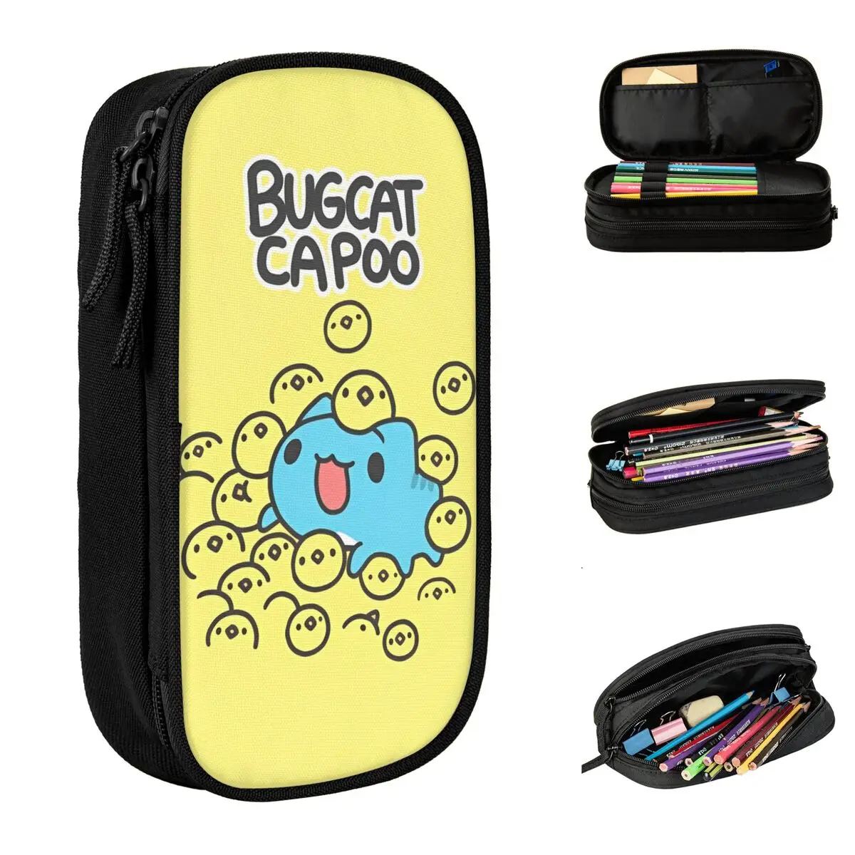 Estuche de lápices de dibujos animados b-bugcat c-capoo, portalápices lindo, bolsas de gran capacidad para estudiantes, papelería cosmética escolar