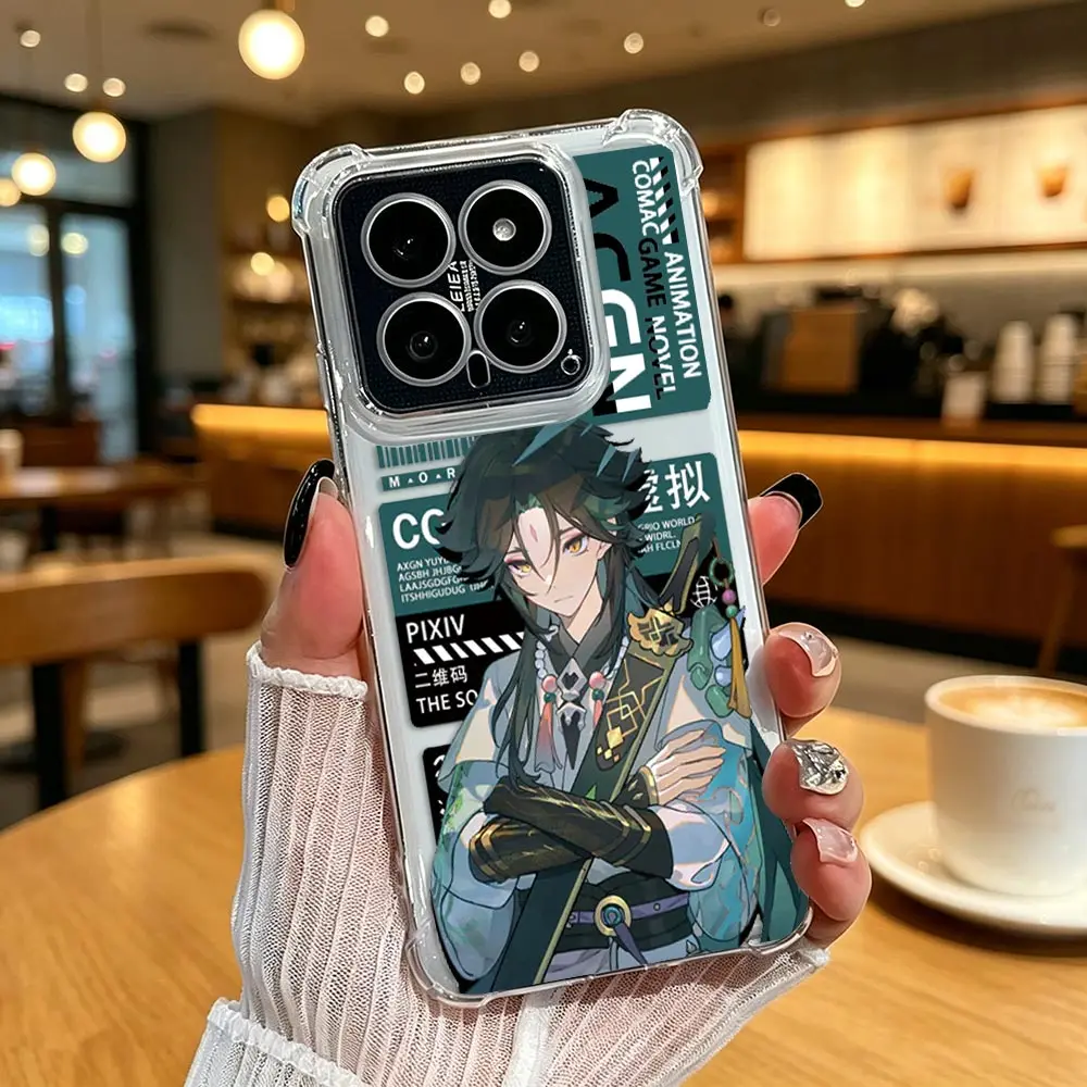Clear Phone Case For OPPO A3 A3X A5 A9 A5X A6 A15 A16 A17 A53 A33 A54 A57 A58 A60 A74 A76 A78 A92 Cover Genshin Impact Xiao Rail