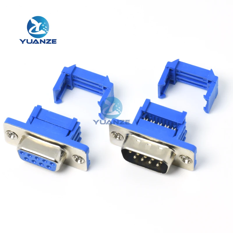 5PCS DIDC9 DB9 female serial port male IDC crimp Type D-Sub RS232 COM CONNECTORS 9pin socket 9p Adapter FOR ribbon cable