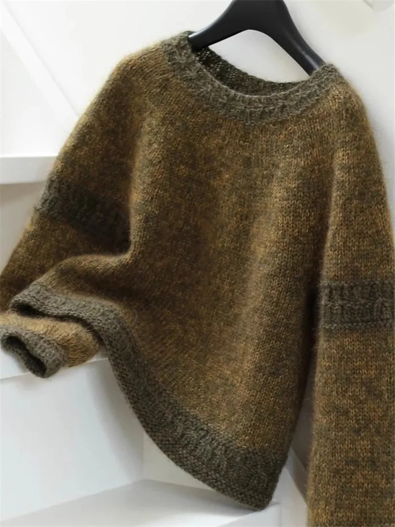 韓国ファッションカシミヤニットプルオーバー女性秋の新長袖 O ネックウールセーターソフトで快適なカジュアルセーター