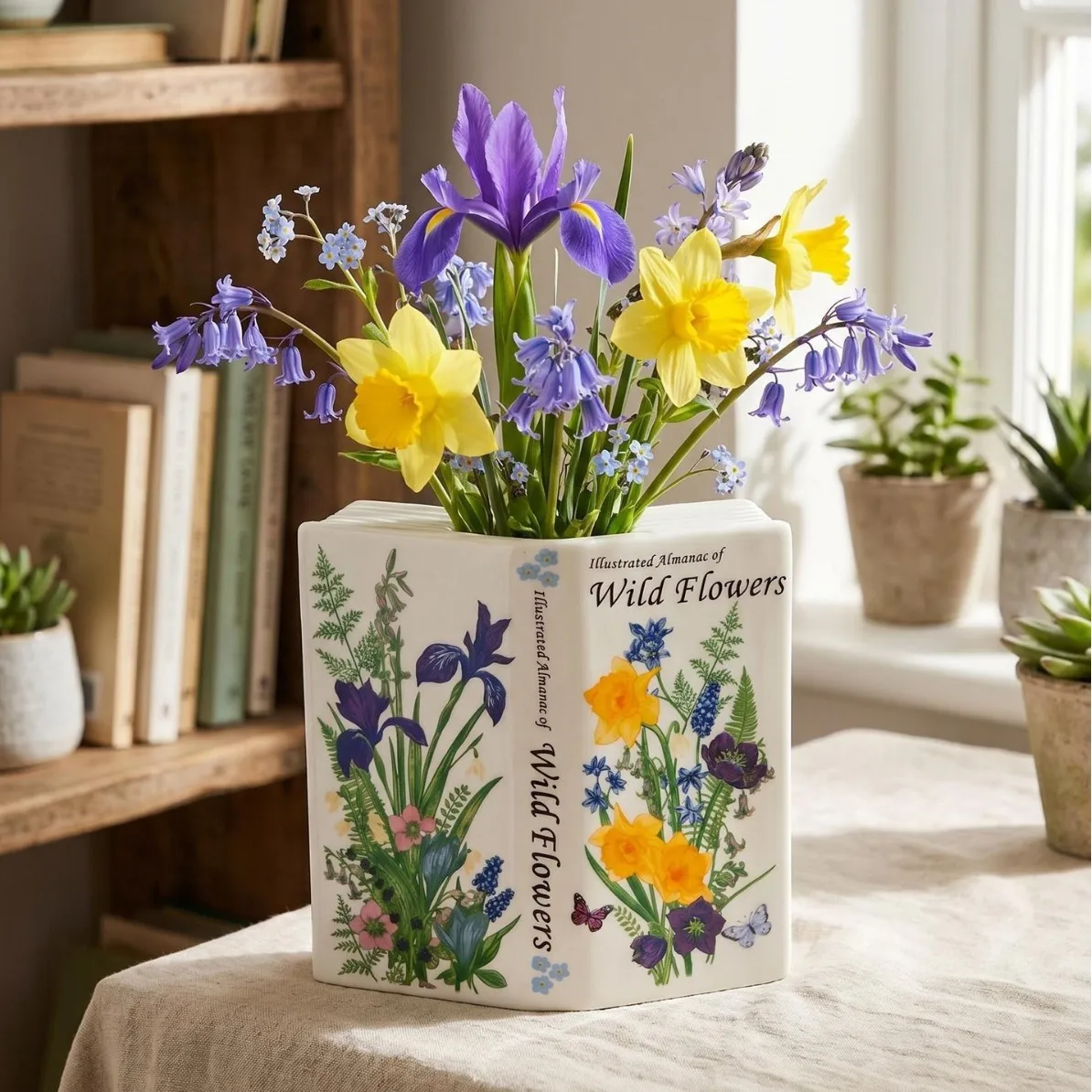Nordic Ins Book‑Shaped Ceramic Vase Flower Container Ornament Living Room Dining Table Christmas Home Decoration