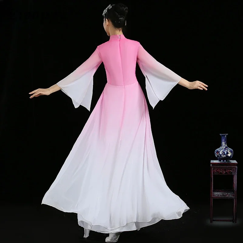 Costume da ballo classico femminile elegante stile fata moderno ventaglio danza ombrello danza vestito da ballo