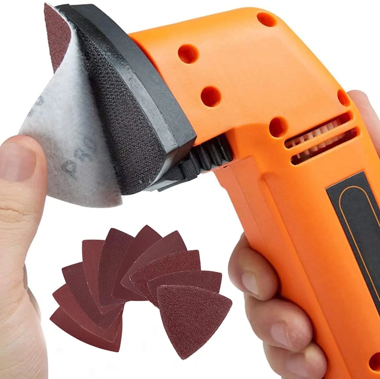 20 pçs lixa triangular gancho & laço triângulo lixa folhas caber 3-1/8 Polegada oscilante multi ferramenta de polimento almofada 40-2000 grit