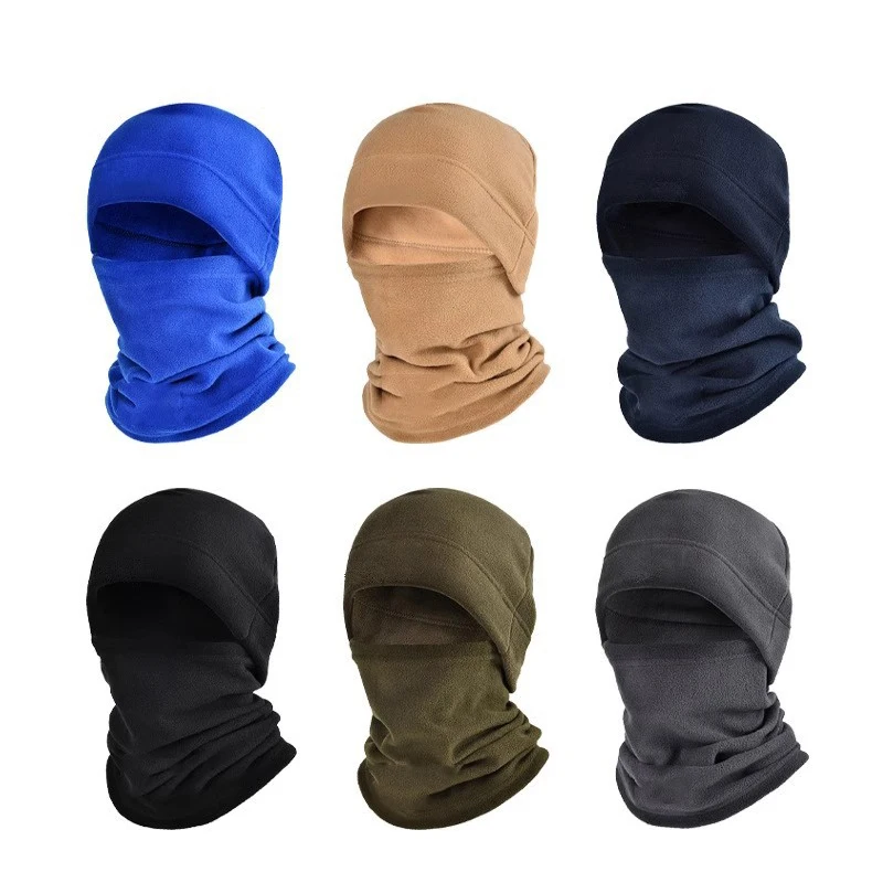 2pcs Winter Polar Coral Fleece Balaclava Men Face Mask Neck Warmer Beanies Thermal Head Cover Tactical Sports Scarf Ski Caps