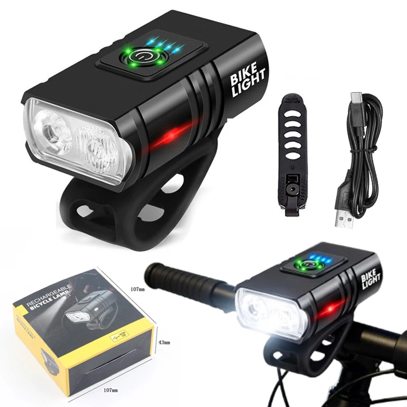 Cycling Flashlight Waterproof Bicycle Headlight LED Ultralight Handlebar Lights Bike Front Light Type-C Rechargeable Bike Lamp view 2