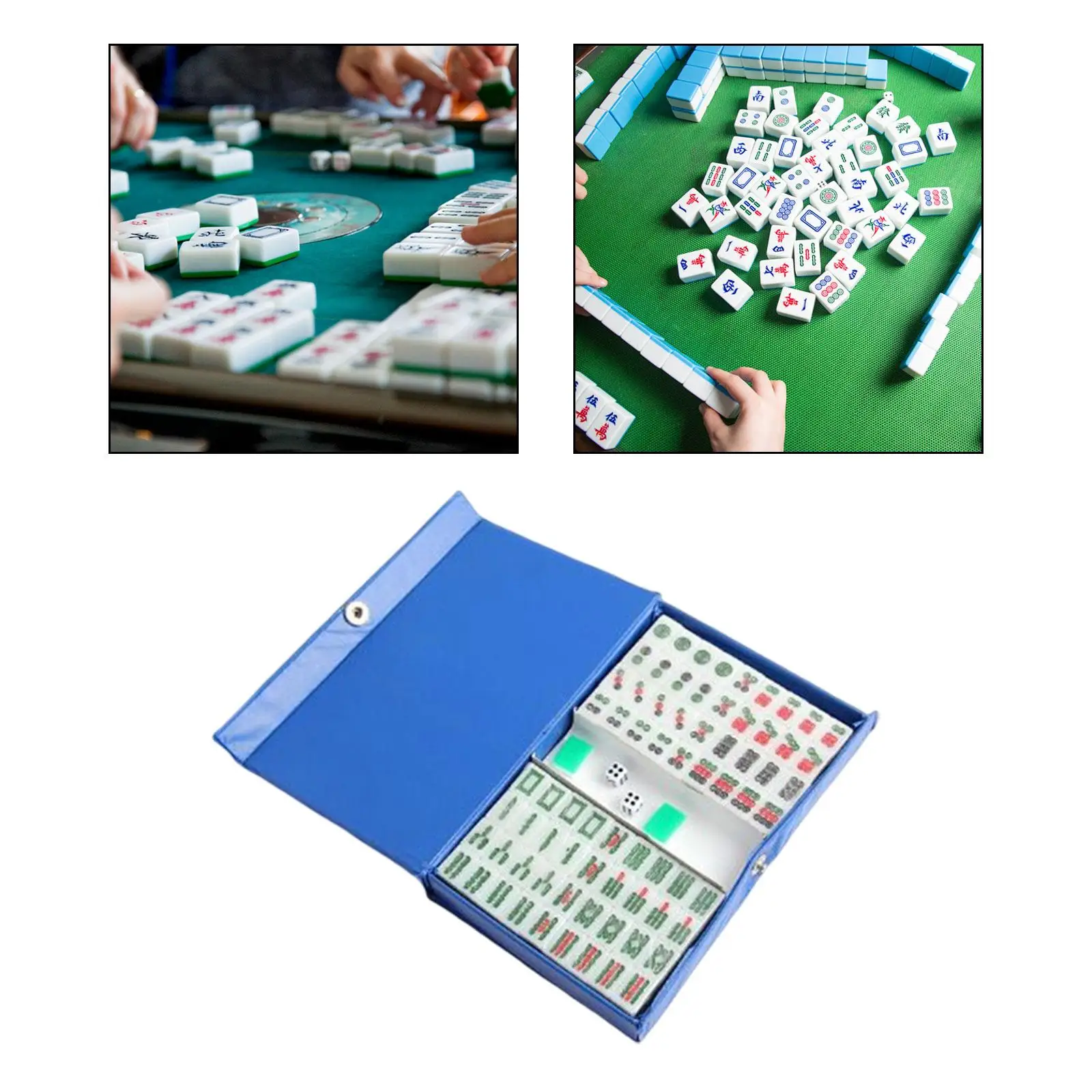 Portable Chinese Mini Mahjong Set Indoor Entertainment Accessories with Carrying Case Tiles Game Table Game for Party Home