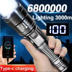 Super Bright LED Flashlight High Power Long Range USB Rechargeable Tactical Torch Outdoor Waterproof Camping Fishing Lantern