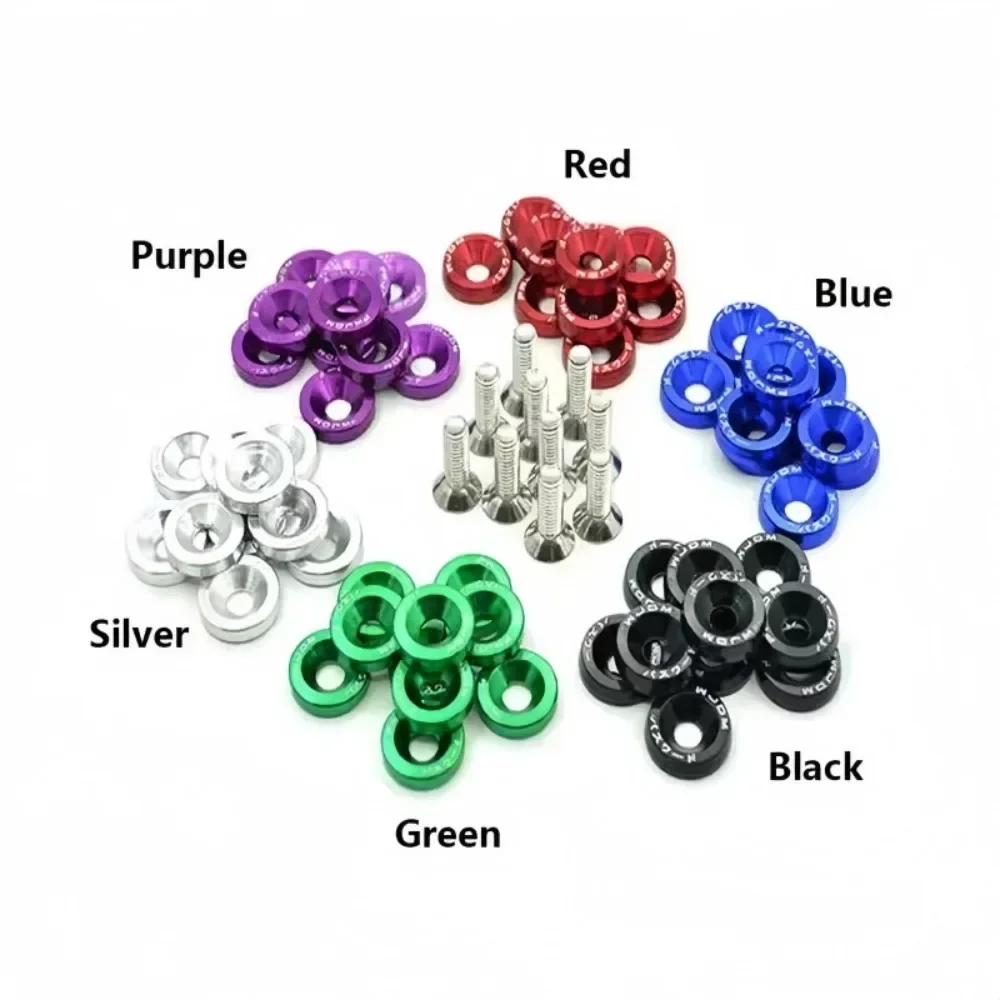 10set Alloy M6 Gasket Screw Suitable for Mudguard Gasket Engine Front Rear Bumper Decoration Car Modification Hexagonal Fastener