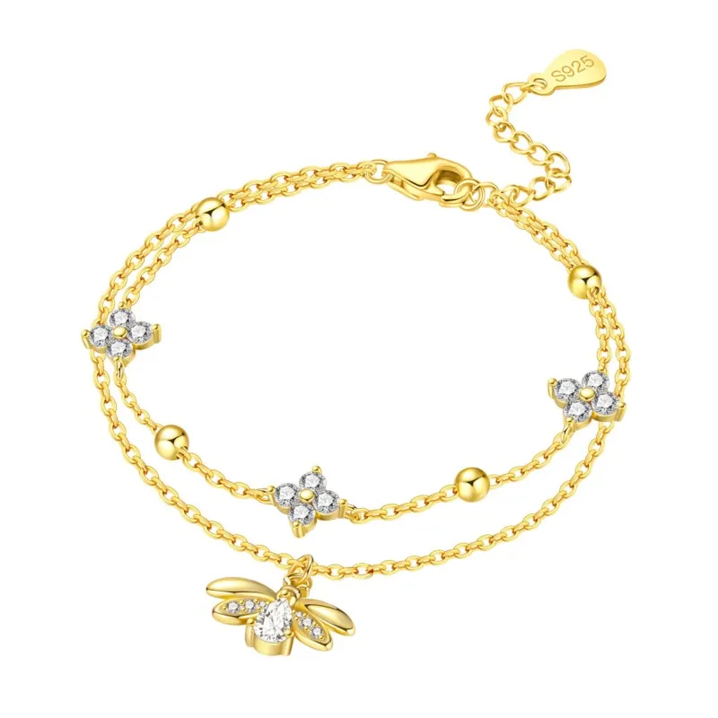 

MISEFF 925 Sterling Silver Exquisite fireworm Bracelet Double Layer Original Bracelet Zircon Bracelets DIY Charms Jewelry Gifts