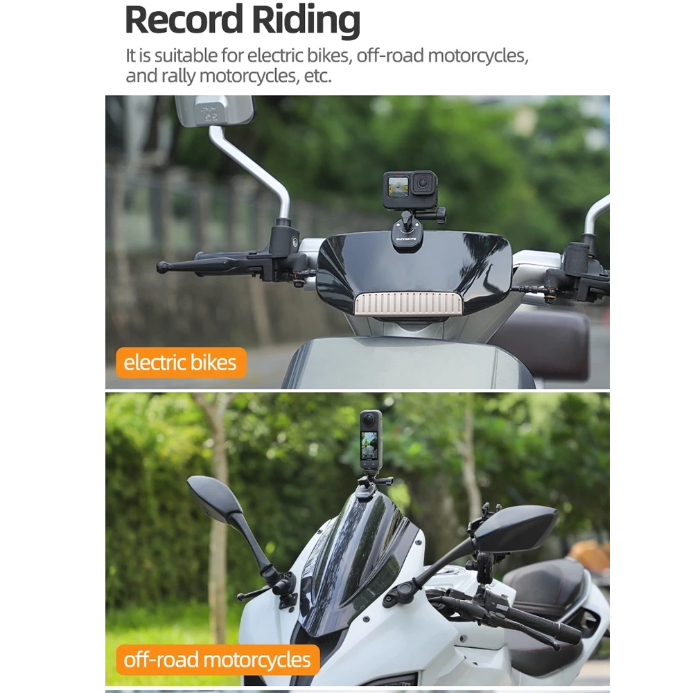 Sunnylife Motorcycle Windshield Clip for DJI OSMO 360/Action 5 Pro/Pocket 3 Camera Aluminum Alloy Mount for Insta360 X5/Ace Pro2