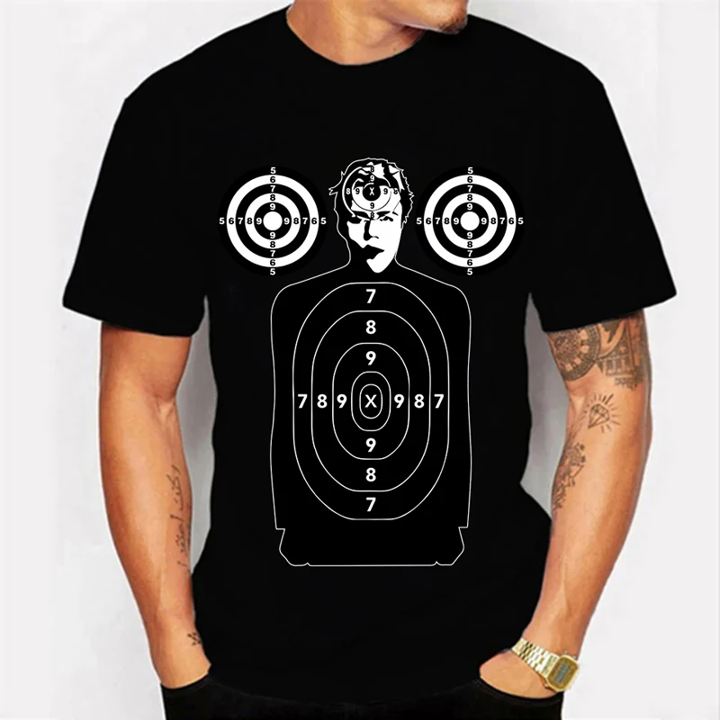 

Футболка Мужская/женская с короткими рукавами, свободная простая повседневная футболка с принтом стрельбы и мишени, в американском стиле, лето 2024
