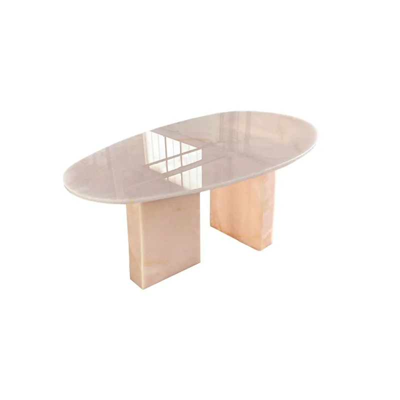 Natural Pink Jade Marble Dining Table White Jade Sapphire Luxury Stone Desk Natural Stone Dining Table