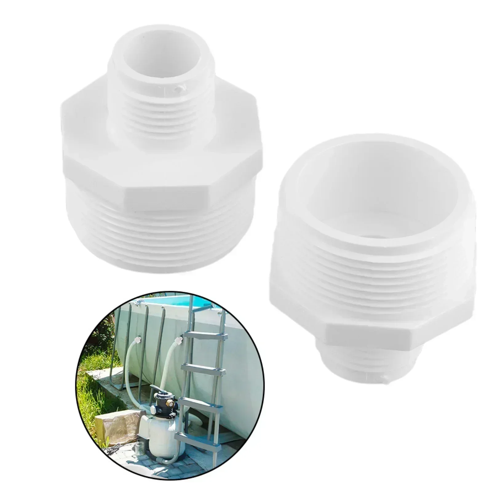 

For Faucet Connection 1.5" NPT To 3/4" GHT Adapter High-quality PVC Material Simple Thread Design Sturdy Construction