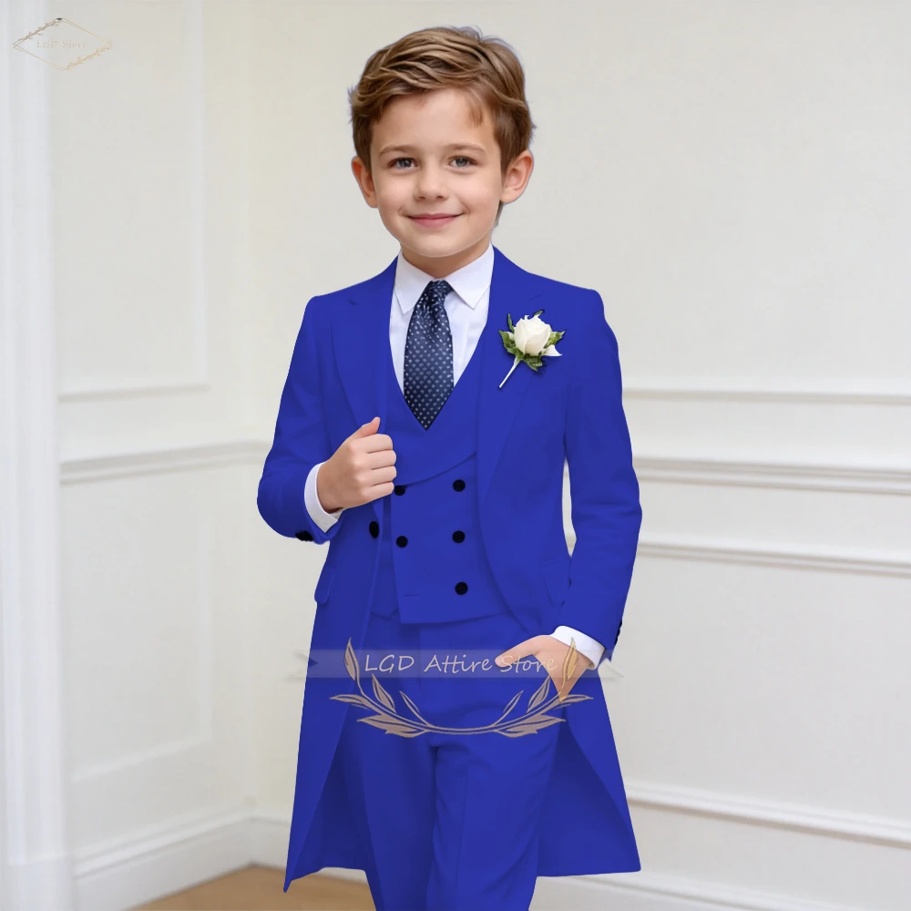 Boys Suit 3 Piece Set Blazer Pants Boys Formal Wear Slim Fit Wedding Groomsmen Uniform School Graduation With Vest Customizable