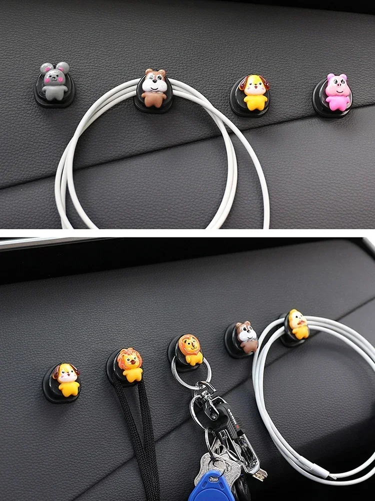 Multifunctional Animal Shape Car Hook Cute Car Self-Adhesion Creative Storage Hook Car Decoration Auto Interior Accessories